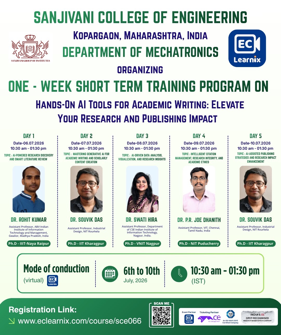 STTP on Hands-on AI Tools for Academic Writing: Elevate Your Research & Publishing Impact 2026 Short Term Training Program Poster 